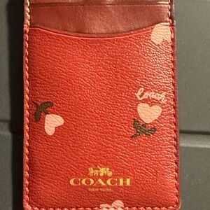 Coach Red Card Holder with Heart Accents